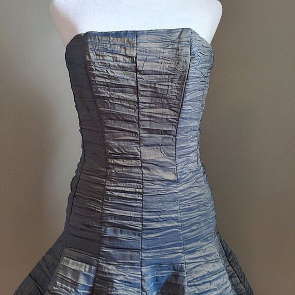 Vintage Y2K Jessica McClintock Cocktail Dress Metallic Strapless Puff Size 4 - Picture 5 of 11